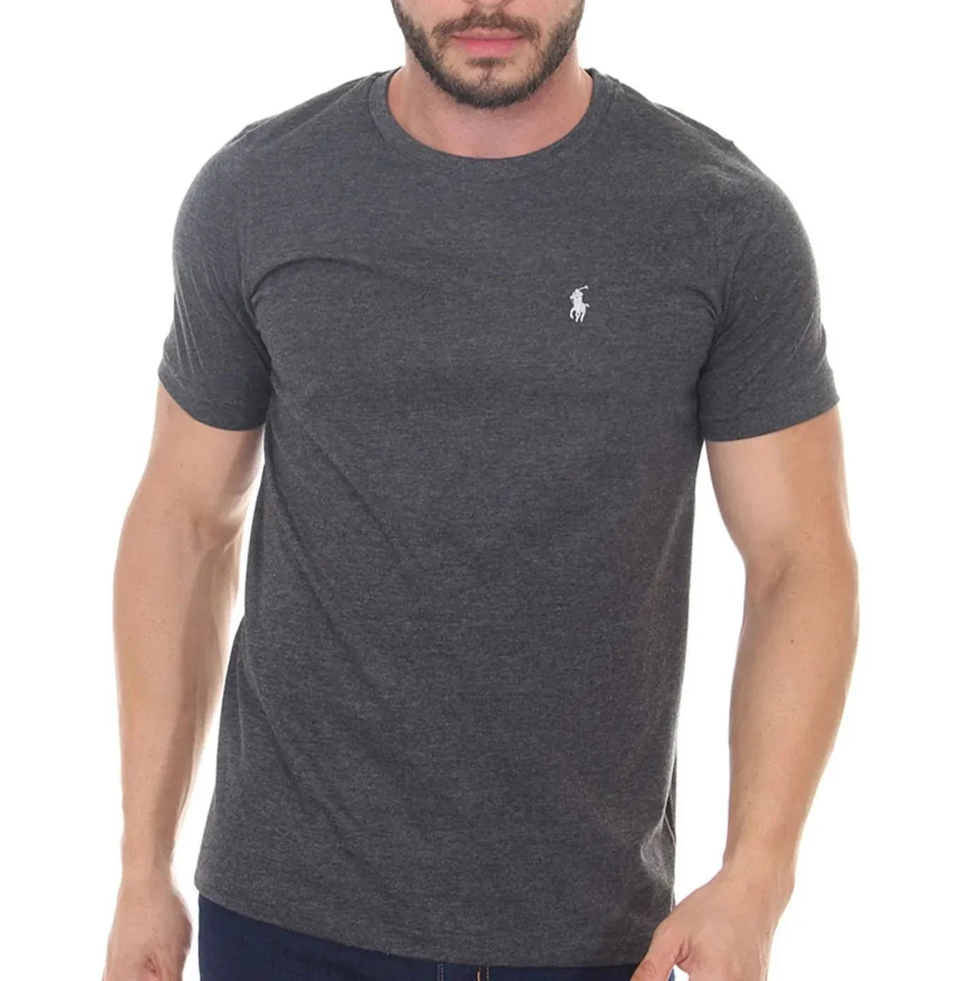 Camiseta Ralph Lauren Masculina Custom Fit - Cinza Graffite