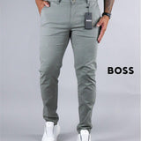Calça Boss de Sarja Chino Stretch Slim Fit - Cinza