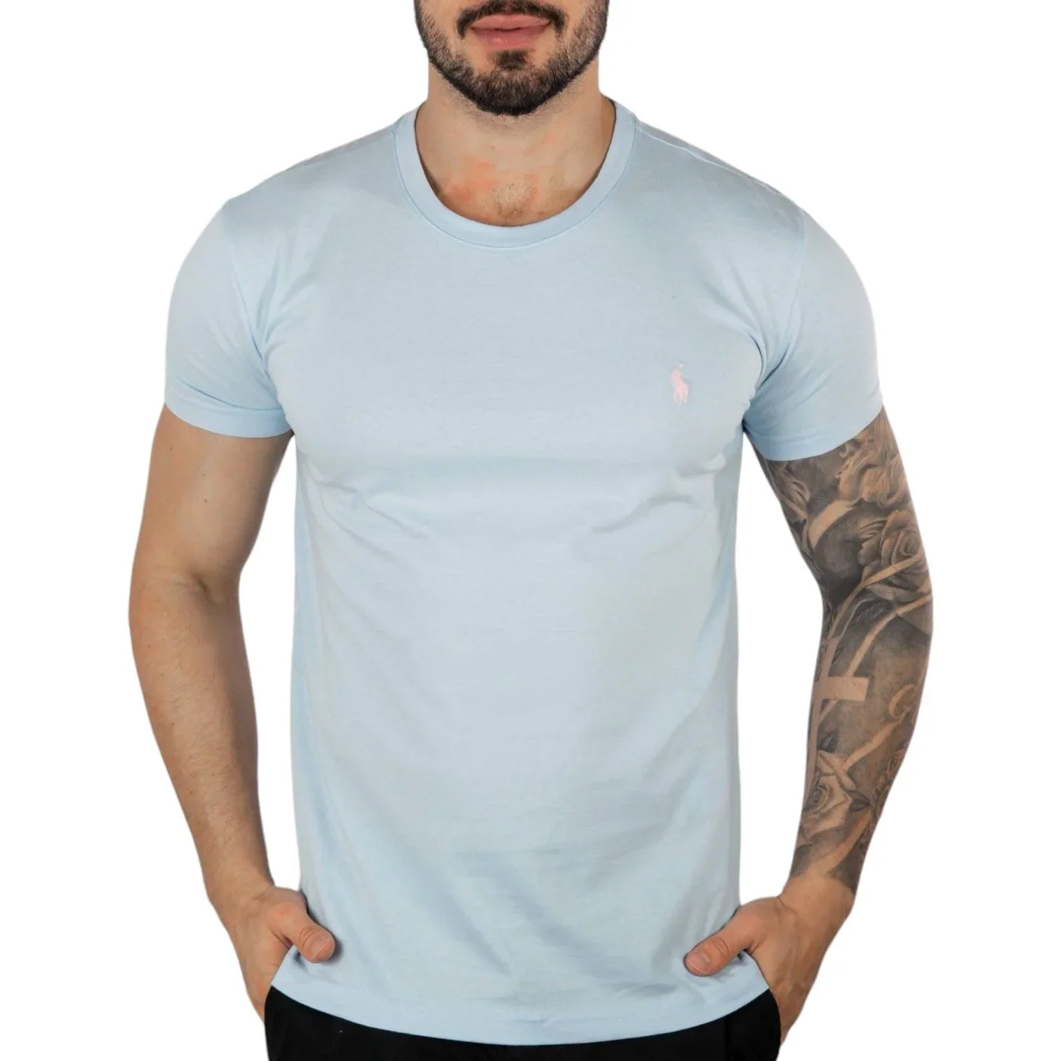 Camiseta Ralph Lauren Masculina Custom Fit - Azul Claro