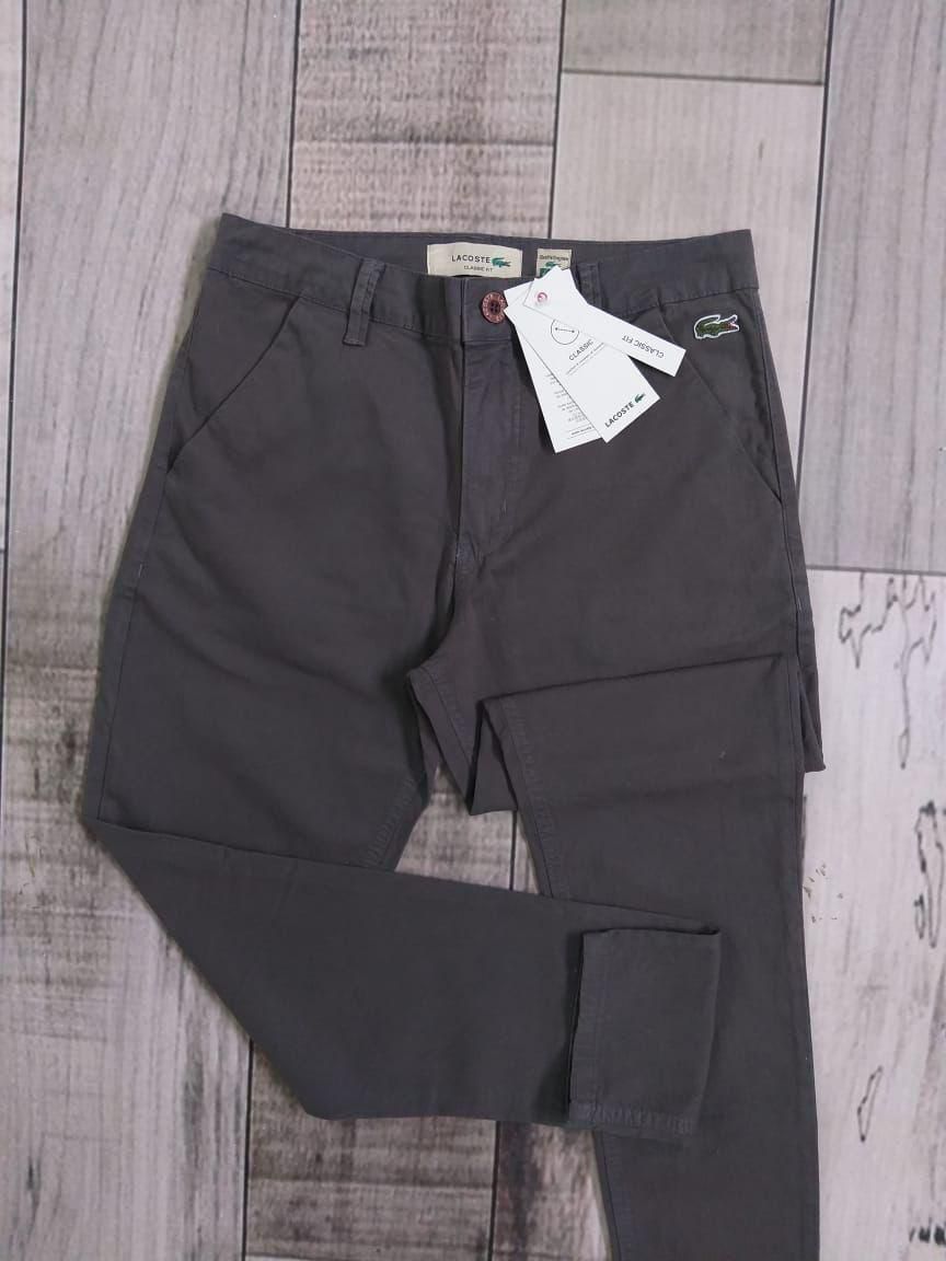 Calça Lacoste de Sarja Stretch Slim Fit - Chumbo