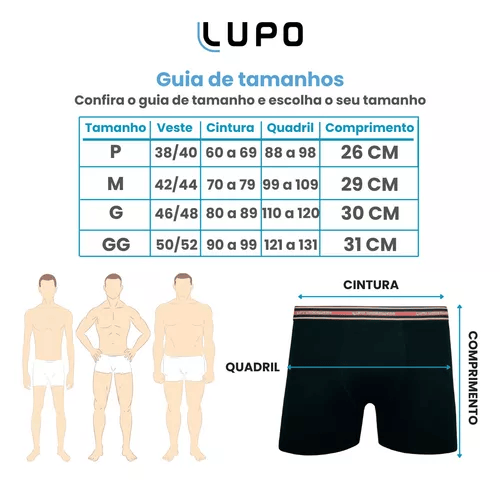 Kit 20 Cuecas Lupo 100% Algodão