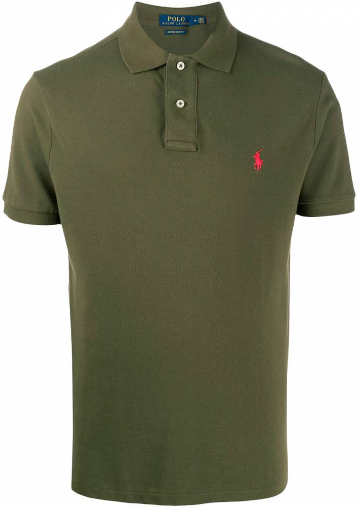 Camisa Gola Polo Ralph Lauren Masculina Custom Fit - Verde Musgo