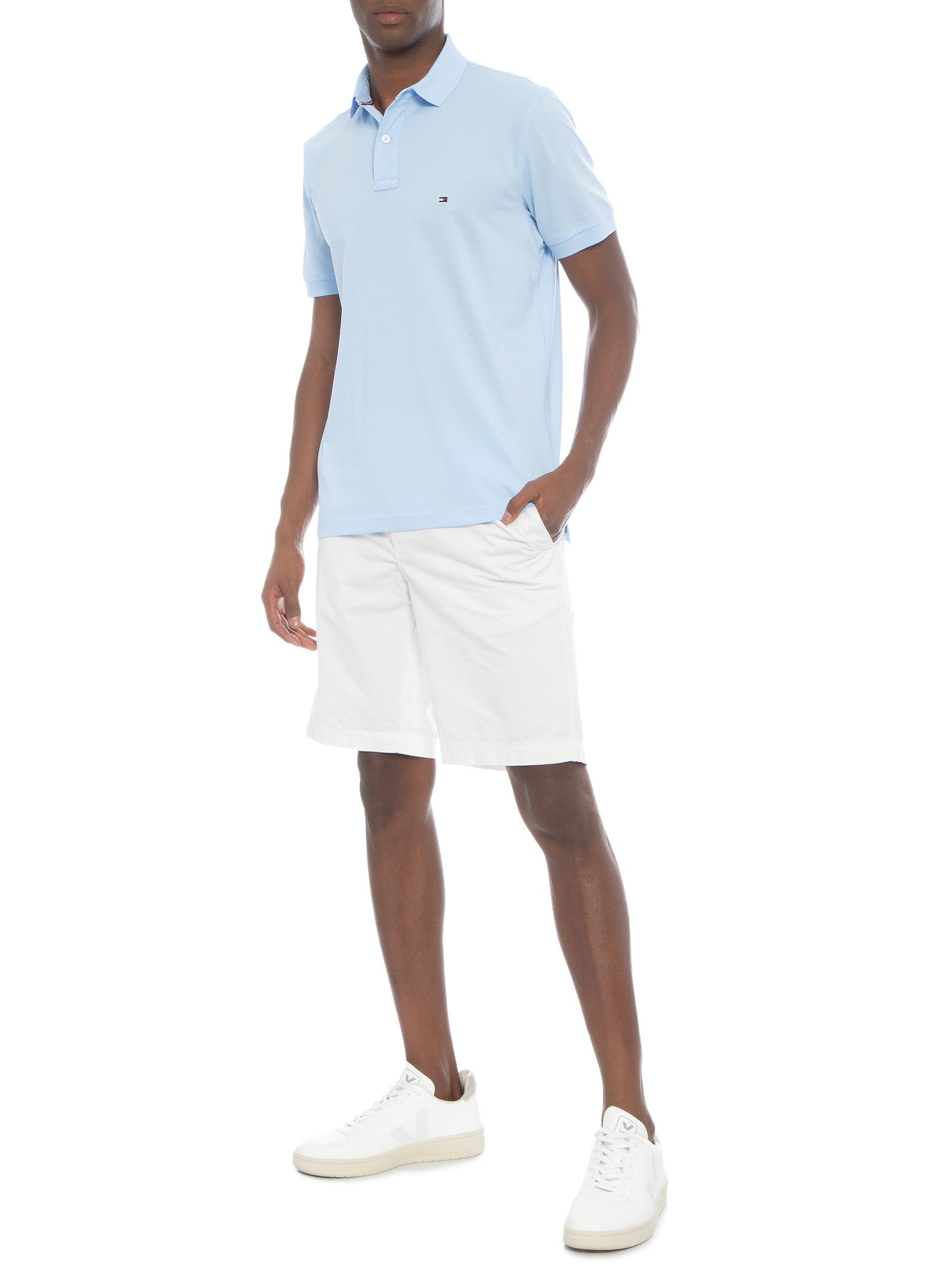 Camisa Gola Polo Tommy Hilfiger Masculina Coupe Sur Ivy - Azul Bebê