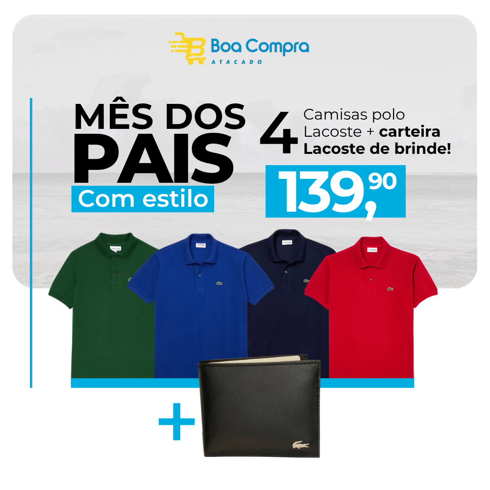KIT 04 CAMISAS GOLA POLO LACOSTE