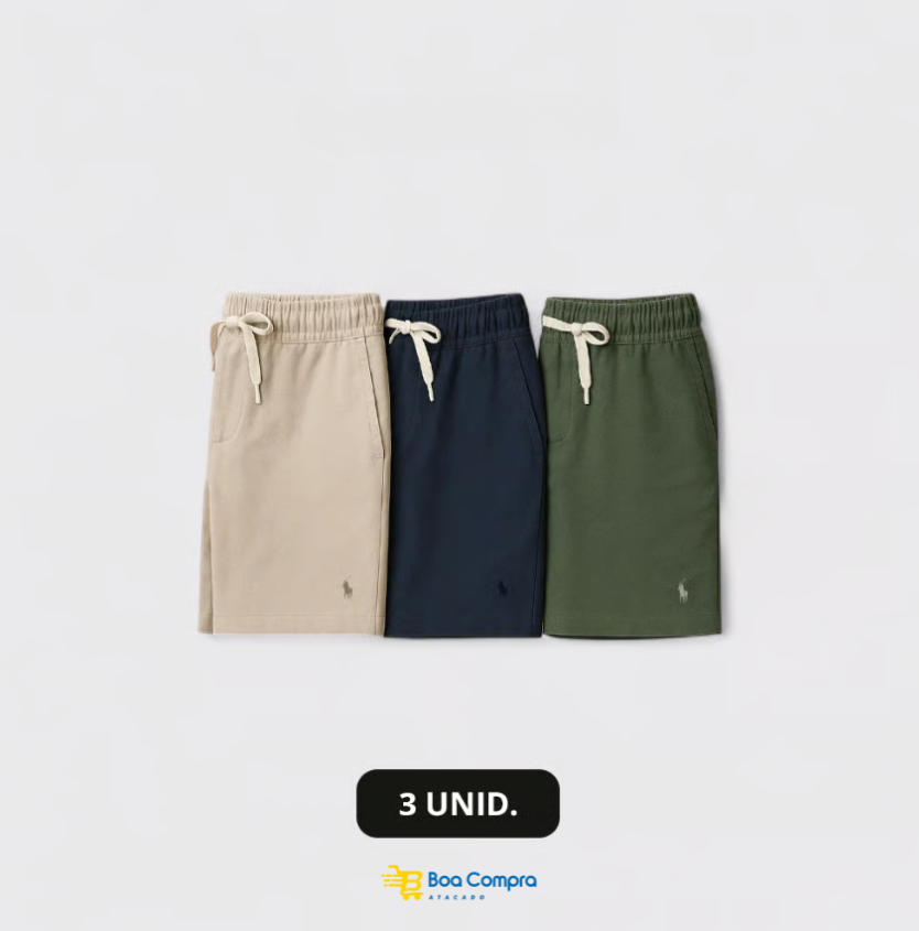 Kit 3 Shorts RL Linho