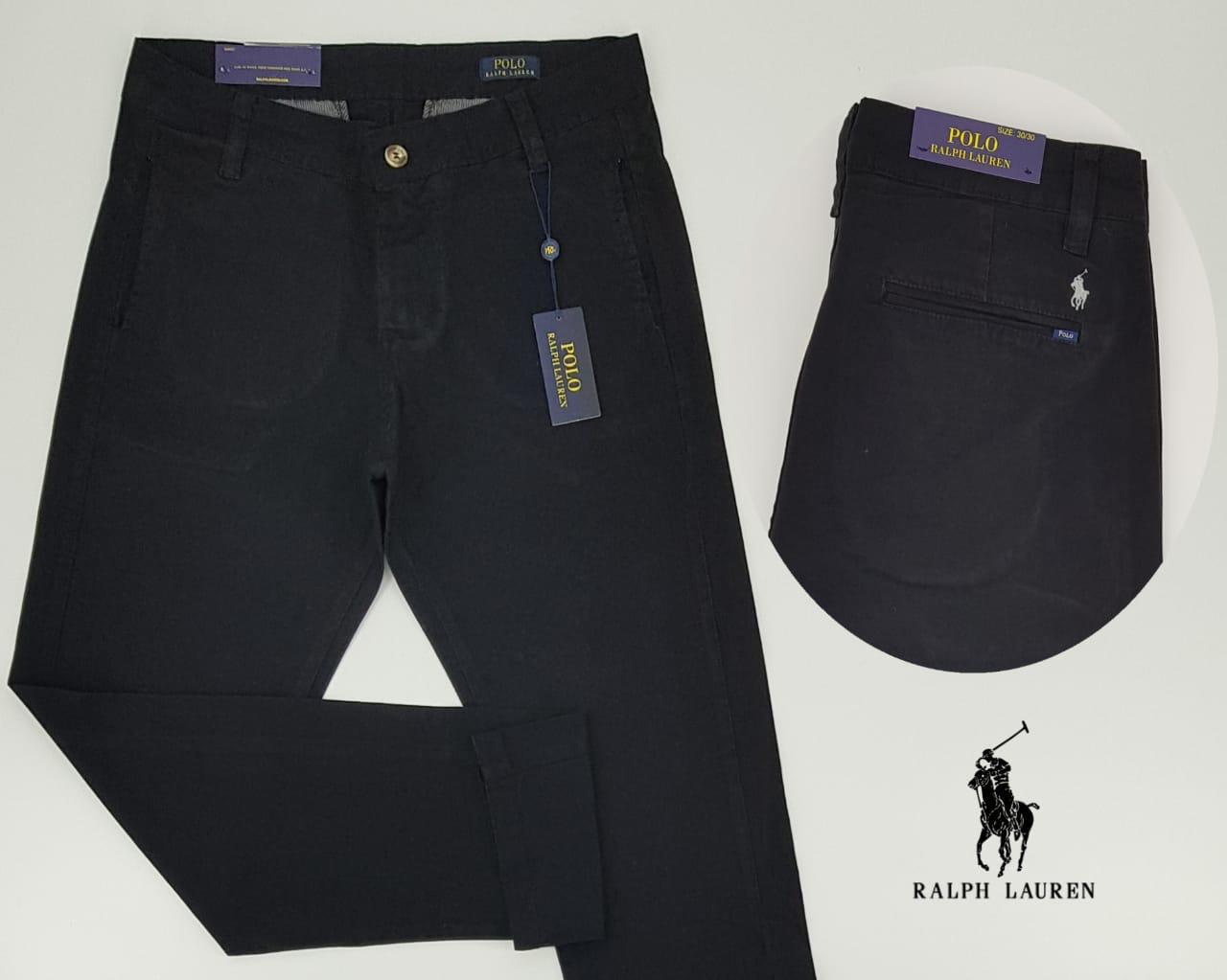 Calça Ralph Lauren de Sarja Chino Stretch Slim Fit- Preta