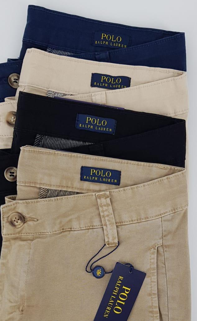 Calça Ralph Lauren de Sarja Chino Stretch Slim Fit- Preta