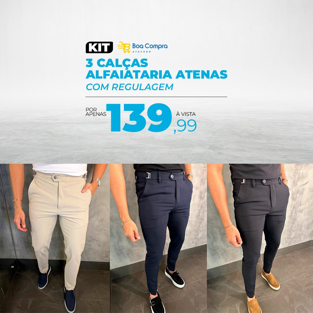 Kit 3 calças alfaiataria
