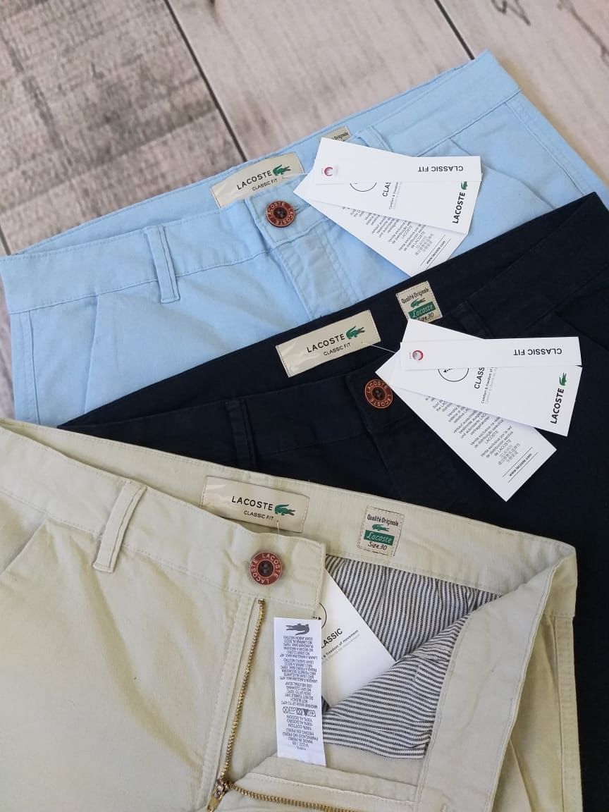 KIT 03 BERMUDAS SARJA LACOSTE CLASSIC FIT MESCLA