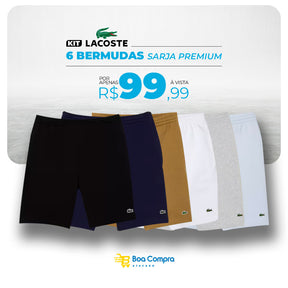 6 BERMUDAS MOLETOM LACOSTE PREMIUM [ BLACK FRIDAY ]